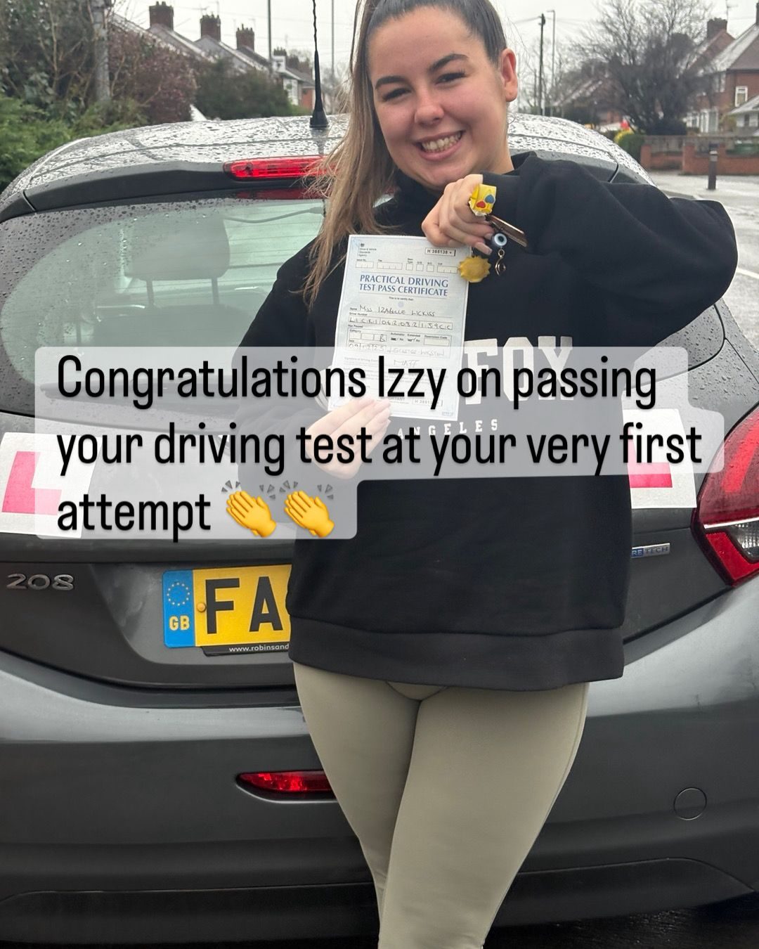 Izzy passing her driving test at the very first attempt with Ian's School of Motoring